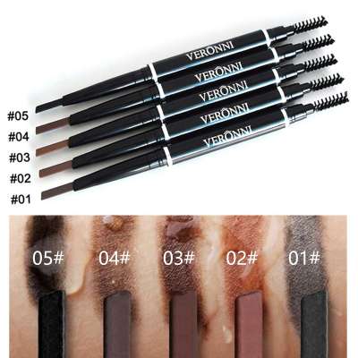 VERONNI 5 Color Eyebrow Pencil Natural Waterproof Rotating Automatic Double Head Eye Brow Pencil With Brush Beauty Cosmetic Tool