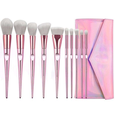 Veronni 10 pcs Natural eye makeup brush with bag good quality makeup brushes kit professional wholesale highlighter makeup brush